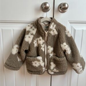 Zara Kids Tan and Cream Floral Sherpa Jacket, 18-24m